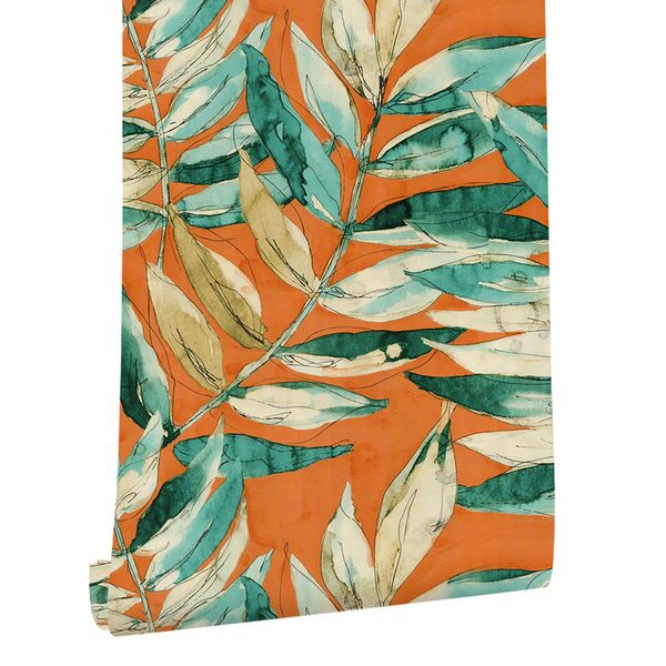 

american wallpaper garden new chinese ink painting leaves creative wall-cover tv sofa background wall bedroom l decoractive wall paper
