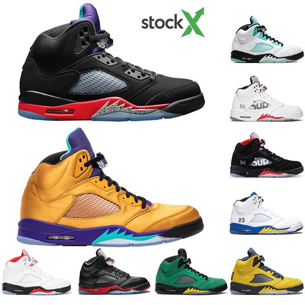 

with socks jumpman 5 5s 3 fire red michigan mens basketball shoes black grape fresh prince satin bred outdoor sport sneaker trainers, White;red