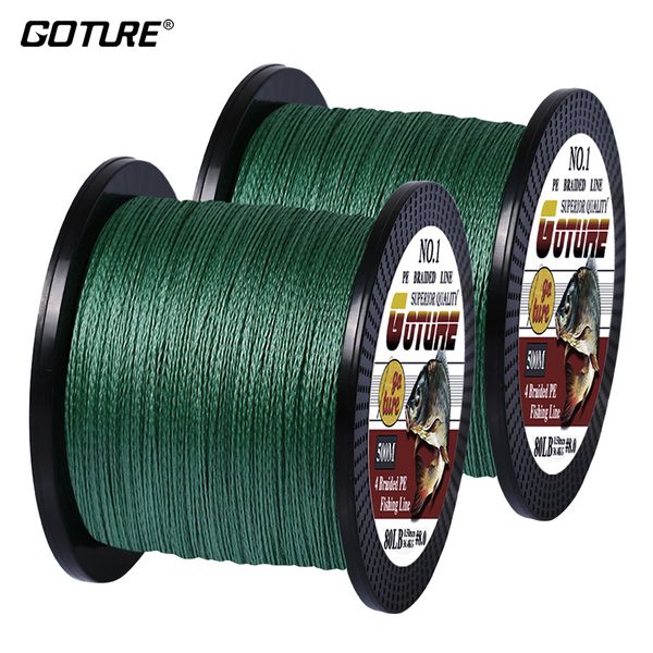 

total 1000m) goture 2pcs 500m pe braided fishing line multifilament 4 strands fishing cord carp lines 12-80lb 6 colors