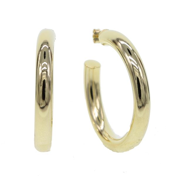 

925 sterlilng silver ear pin ear stud brass gold plated polished smooth hoop classic european women hoop earring, Golden;silver