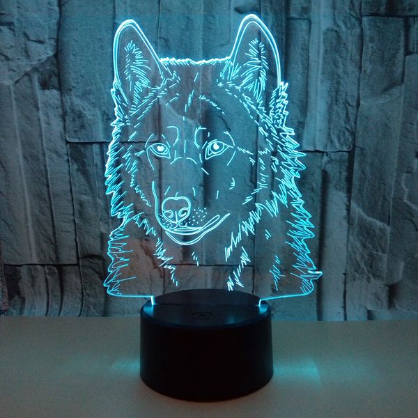 

foreign trade online retailers new pattern wolf 3d small desk lamp colorful touch remote control 3d small night-light gift small desk lamp