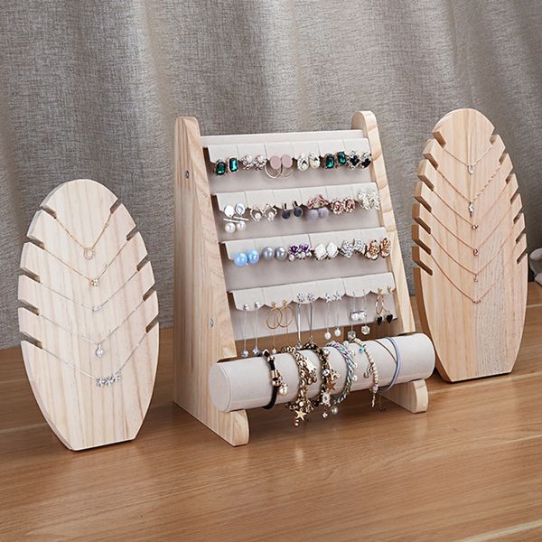 

wooden jewelry display stand bracelet earring holder t-bar display bracelets anklets jewelry stand packaging too, Pink;blue