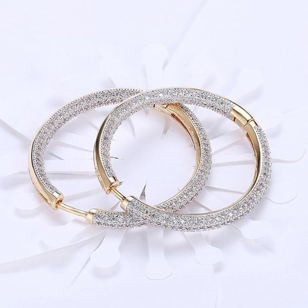 

big round hoop earrings shiny zircon earrings for girls rhinestone decoration ear ornaments wedding jewelry, Golden;silver