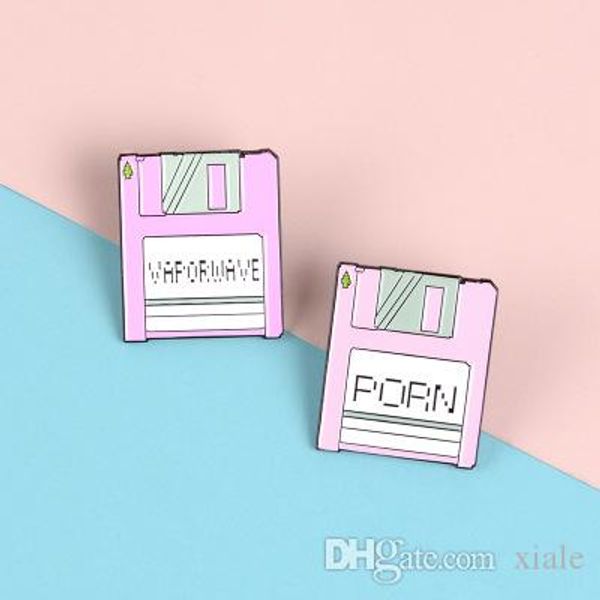 

memory card enamel pin pink purple brooches lapel pins vaporwave badges clothes bag funny jewelry gift friend, Gray