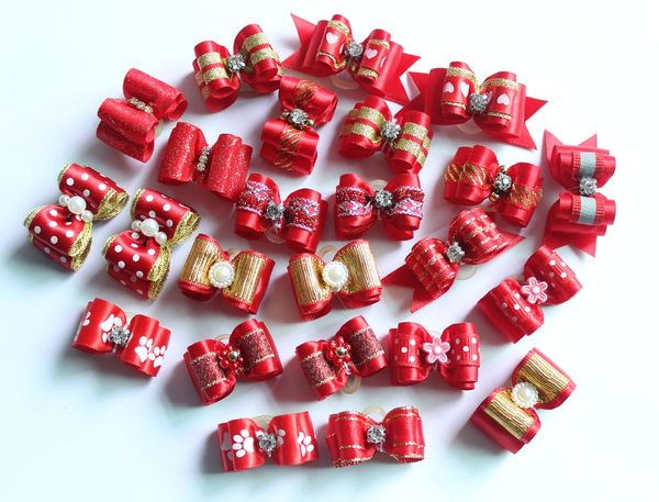 

ручной работы собака лук алмаз жемчуг зоотовары волосы луки бутик щенок собака уход аксессуары для маленьких собак