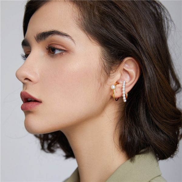 

woogge unique design trendy geometric ear clip for women minimalist distortion curve earrings no pierced earrings collection, Silver
