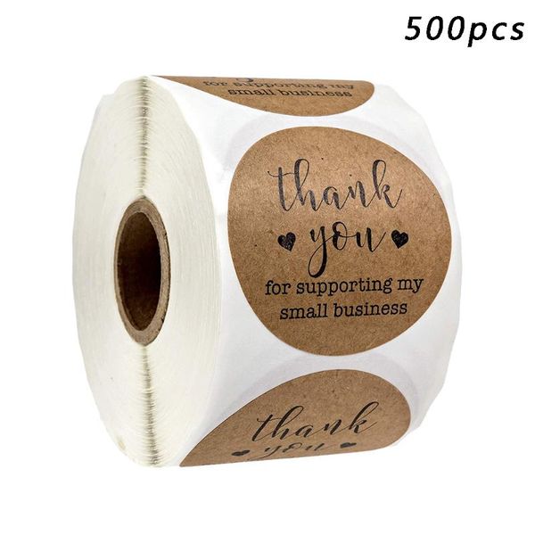 

500pcs round kraft paper tag thank you for supporting my small business stickers seal label christmas sticker diy gift stickers, Blue;slivery