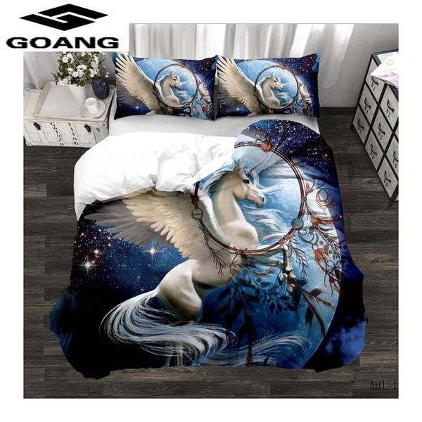 

goang unicorns bedding sets bed sheet duvet cover and pillowcase luxury bedding home textiles 3d digital printing dream chaser