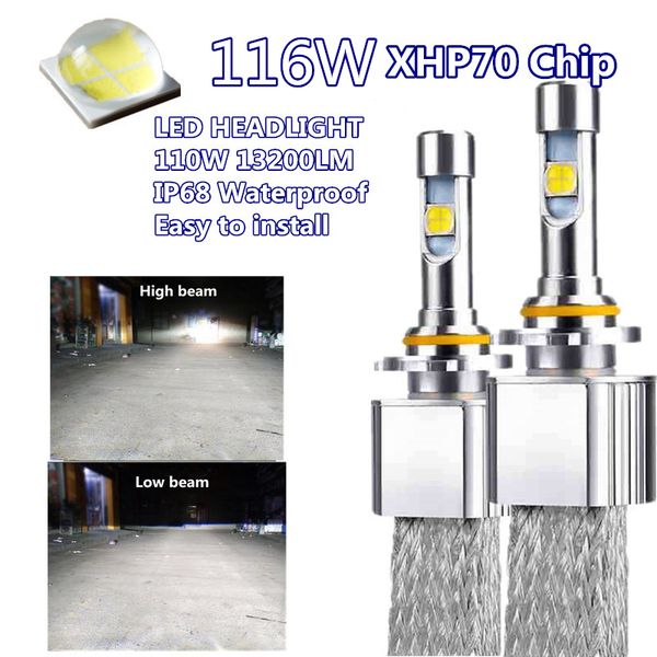 

2pcs h7 led h4 h11 car light 9005 hb3 h9 9006 hb4 9012 led d1s d2s auto headlight bulbs xhp70 6000k 110w 13200lm fog light