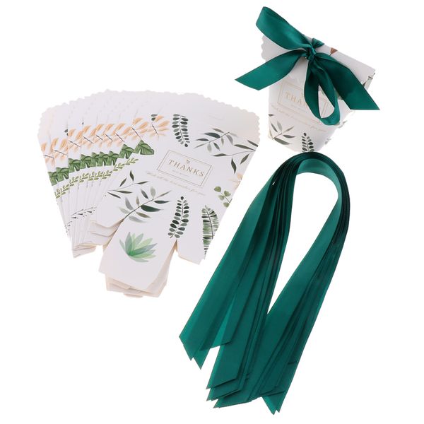 

10pcs candy gift box wedding favor box holiday celebrations party supplies, green leaves printing