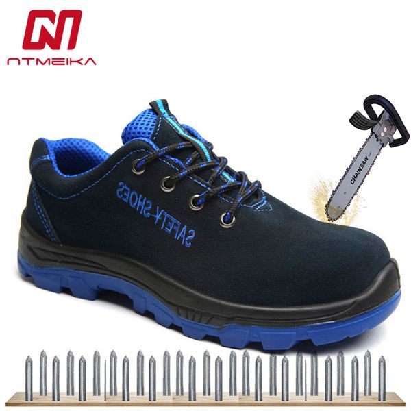 

men safety shoes steel toe fashion work shoes for men big size 37-45 work & safety boots summer breathable, Black