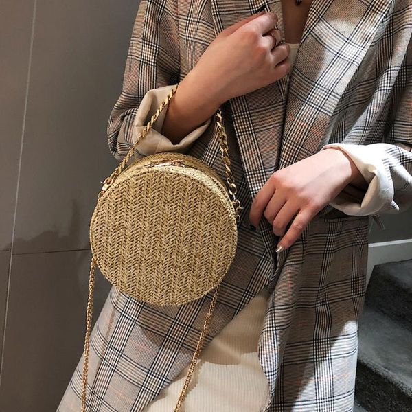

мода женщины бали старинные ручной работы crossbody сумка женская круглая пляжная сумка девушки круг ротанг чешское плечо #t2g
