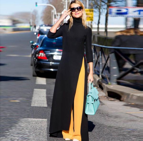 

fashion pure color women's wear dress middle east spring sleeve head longuette knitting elastic force big code skirt muslim robe dresse, Black;gray