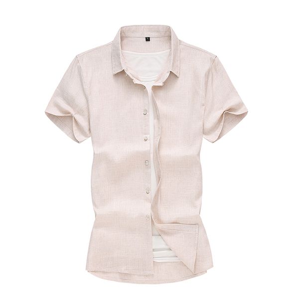 

45kg-120kg big size men 2019 summer men's short sleeve shirts cotton linen breathable cool white khaki black shirt 5xl 6xl 7xl, White;black