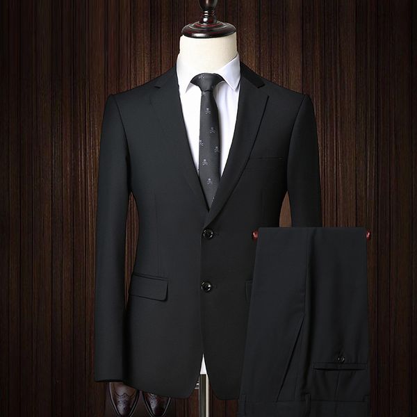 

new 2pcs men's blazer suit slim fit tuxedo business coat pants trousers formal wedding groom smart casual one button, White;black