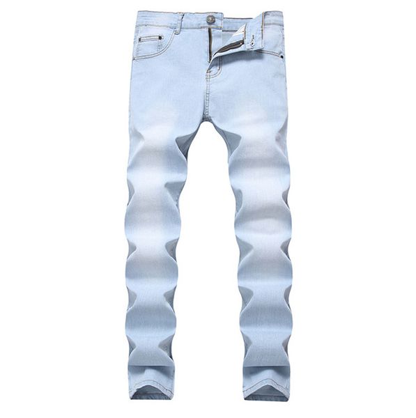 

new mens designer stretch straight jeans casual fashion solid color slim trousers homme pants, Black