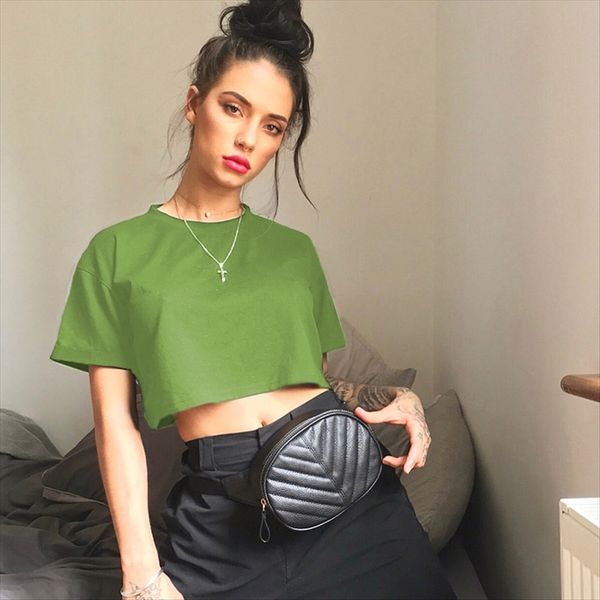 

women's wear 2020 summer classic simple navel loose t-shirt women women's wear 2020 summer classic simple navel loose t-shirt wome, White