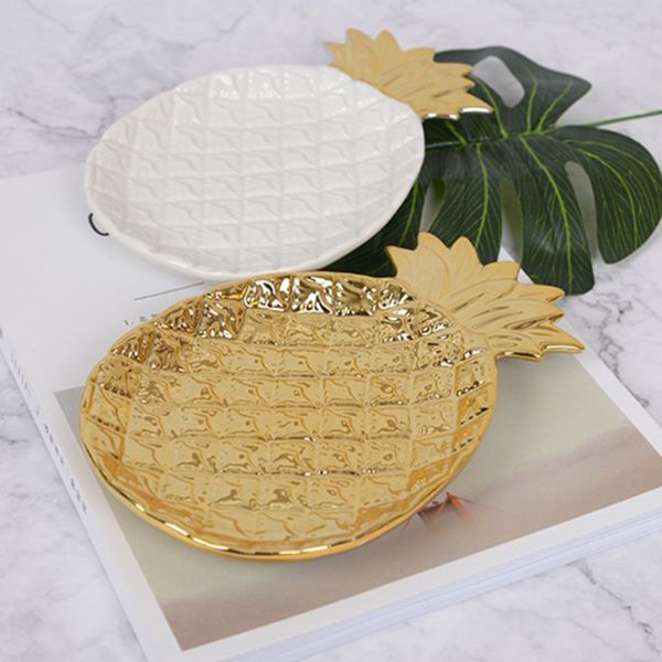 

food serving dish, fruit bowl, pie snack plate, 8inch, ceramic, gold plated, 3kg, food containers