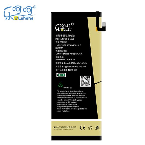 

new lehehe dc801 battery for smartisan t2 sm801 2720mah battery replacement with tools gifts