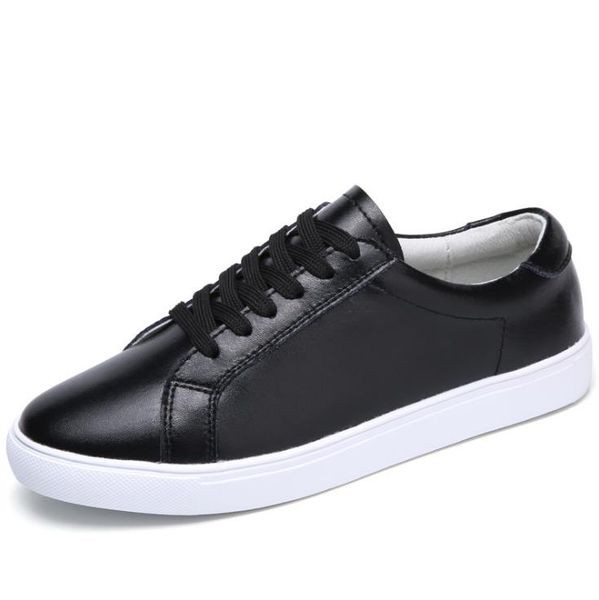 

women casual shoes leather black comfortable lace-up flats women's shoes