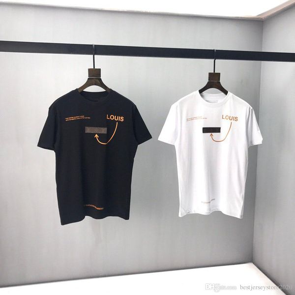 

2020ss spring and summer new cotton printing short sleeve round panel collar t-shirt size: s-2xl color: black white kk21