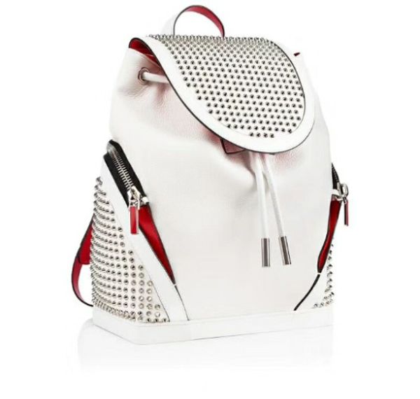 

r lamb skin spike bags with crystal spins red bottom genuine leather black color packbag rivet school bags big size bags