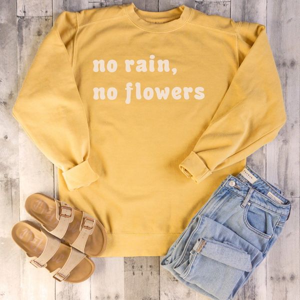 

no rain no flowers sweatshirt women long sleeve boho yellow hoodie vintage shirt wild honey bee crewneck jumpers drop shipping, Black