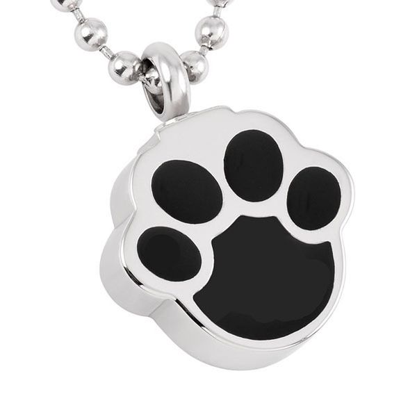 

ijd8155 silver pet dog paw print stainless steel cremation jewelry for ashes urn necklace keepsake memorial pendant for women men