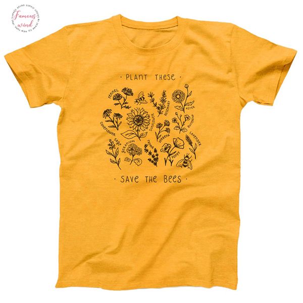 

посадите эту сохранить пчелу подсолнечного t shirt женщины футболку graphic tees лето топы девушка всемирного день bee сохранит, White