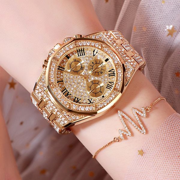 

women watches quartz diamond luxury watch fashion brand wristwatch waterproof watch ladies crystal jewelry rose gold, Slivery;brown