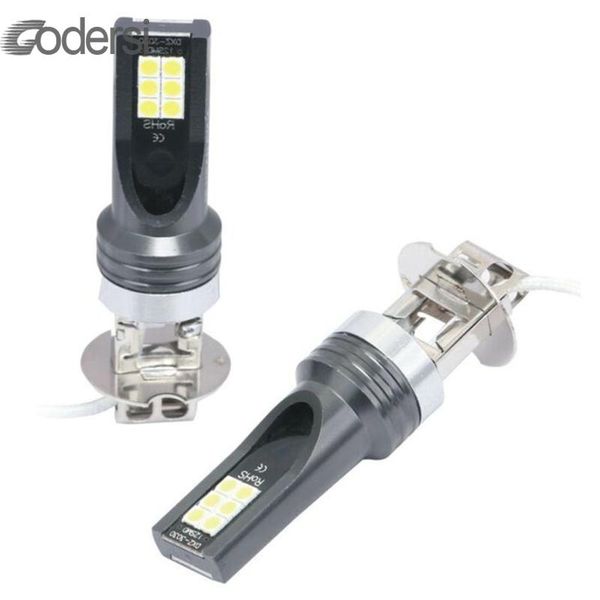 

2pcs h3 dc 12v-24v car vehicle led fog light lamp conversion bulbs headlight kit 3000k car drl
