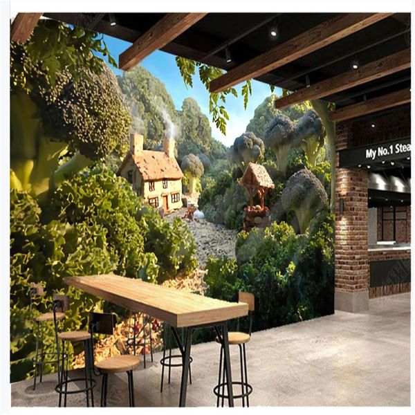 

custom wallpapers fantasy hand painted vegetable big tree restaurant supermarket fruit wallpapers background wall