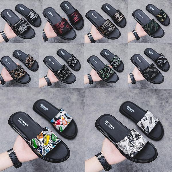 

10 colors men's shoes sandals and slippers street hip-hop sports tide brand word drag non-slip indoor and outdoor wear casual shoes, Black