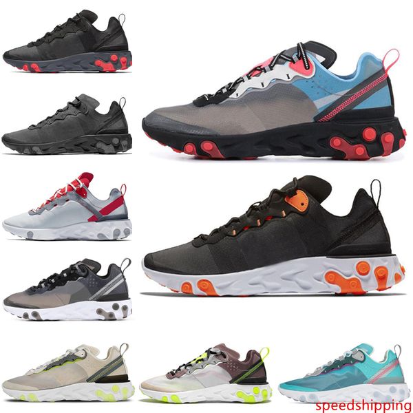 

react element 87 55 se taped seams running shoes solar red anthracite midnight navy orange black women mens trainer sports sneakers 36-45