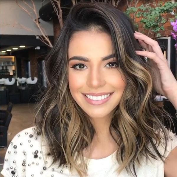 Black Gradient Brown Lady Wig Big Wave Short Curly Hair With High