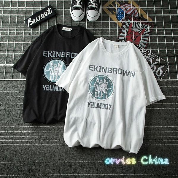 

2020 summer new wave of brand t-shirt men japanese fashion loose cotton round neck short-sleeve dress compassionate a generation of fat, White;black