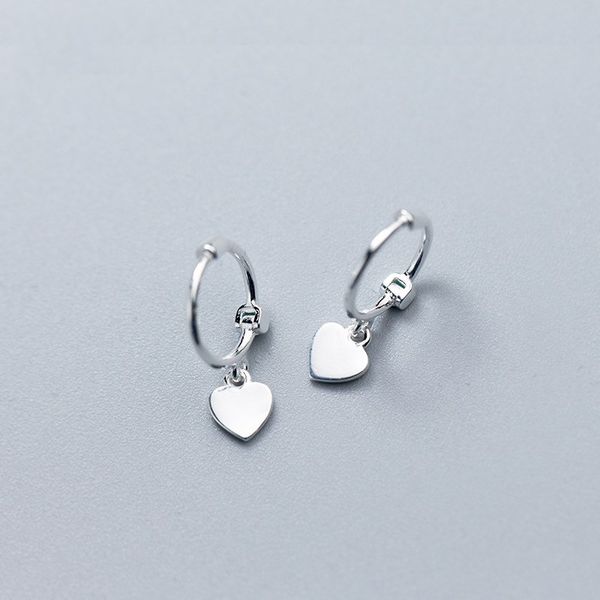 

fashion 100% 925 sterling silver small love heart shaped rose gold color round circle ear ring hoops piercing earrings for women, Golden;silver