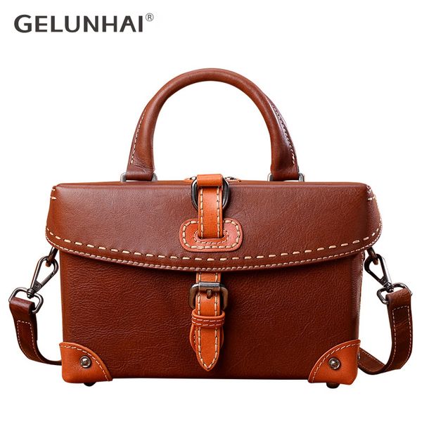 

корова кожа винтажный стиль контраст цвета конструктора женщин мешок плеча растительного дубления cowhide небольшие квадратные сумки crossbo