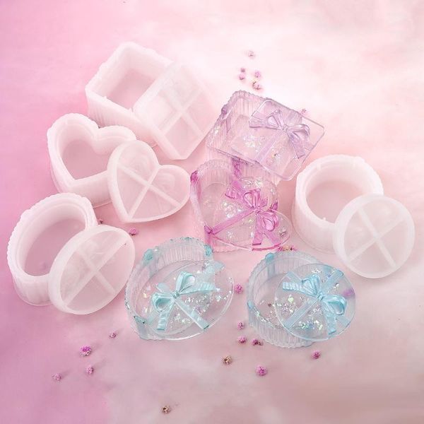 

silicone jewelry box heart round shape diy crystal resin epoxy uv exquisite gift box jewelry making tool resin