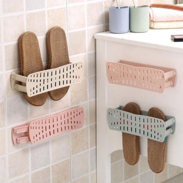 

bathroom fixed storage hanging folding wall-mounted slipper shoe rack