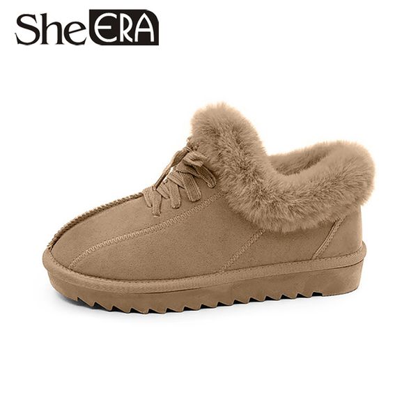 

she era short snow boots women 2019 winter new korean style with velvet thick fur shoes low-bread shoes warm women's, Black