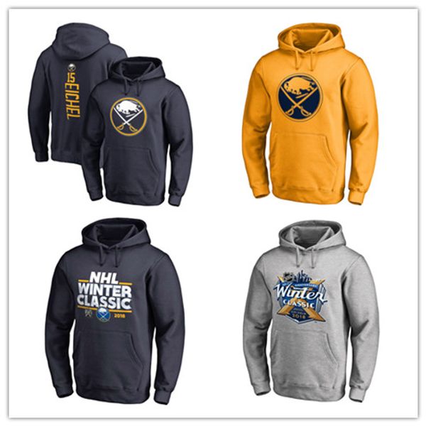 

#15 jack eichel men's buffalo sabres hockey hoodies 18 19 sport black ash gray hoody long sleeve outdoor wear jackets printed logos, Blue;black