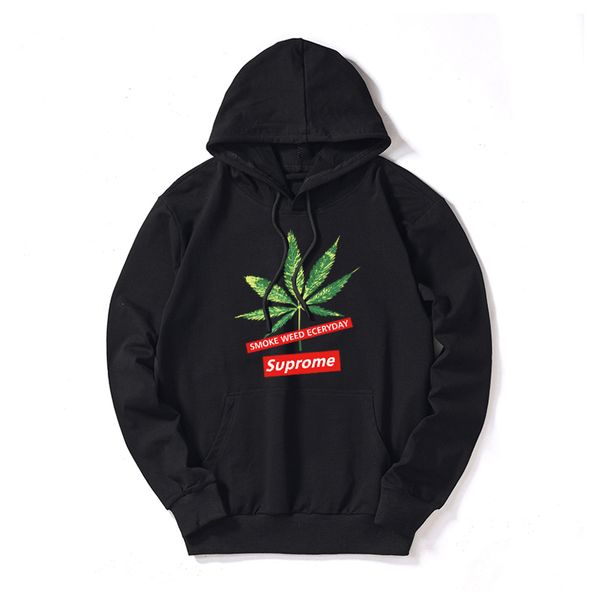 

men women solid color hoodies fashion new arrival letter & leaf print hoodie 2019 spring autumn luxury sweater plus size m-5xl, Black