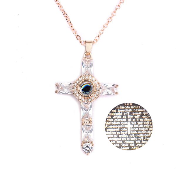 

s371 fashion jewelry ornaments projection necklace diamond pendants words cross pendant necklaces, Silver
