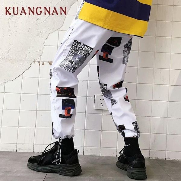 

kuangnan по щиколотку хип-хоп брюки мужские брюки jogger шаровары мужская одежда 2018 бегуны уличная мужская брюки повседневная xxl c1812290, Black