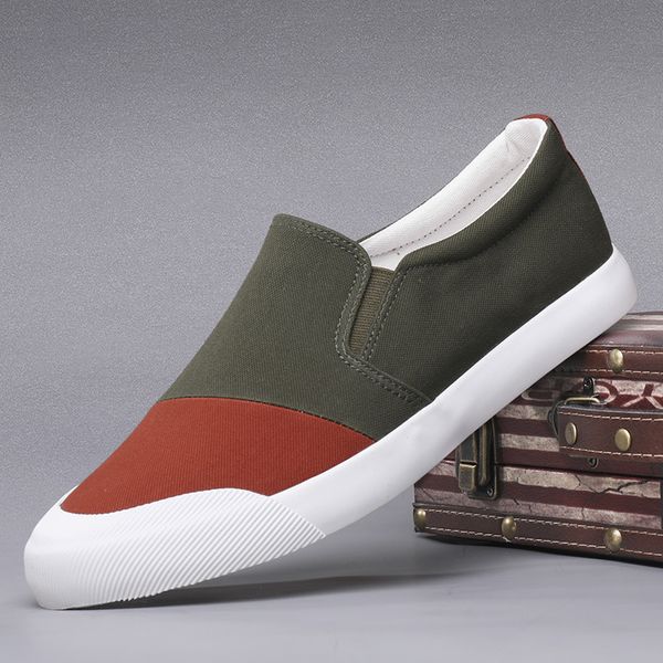 

brand new men's canvas vulcanize shoes spring wear-resistant mixed colors loafers shoe breathable non-slip sneakers m8167 t200413, Black