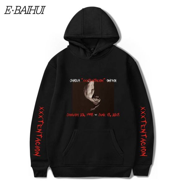 

xxxtentacion толстовки мужчины женщины повседневная пуловер streetwear толстовка sudadera hombre harajuku мужской hood crewneck с hat w006, Black