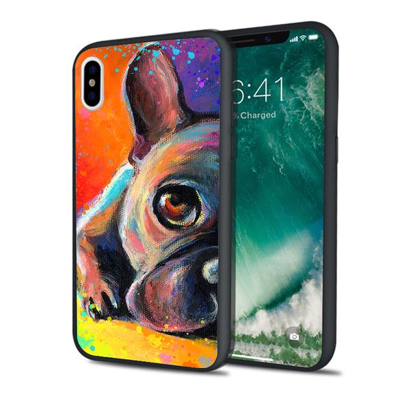 

capa luxury colorful bulldog phone case for iphone 11 pro xs max xr 8 7 6s plus 5s se 5 case black soft silicone tpu cover.