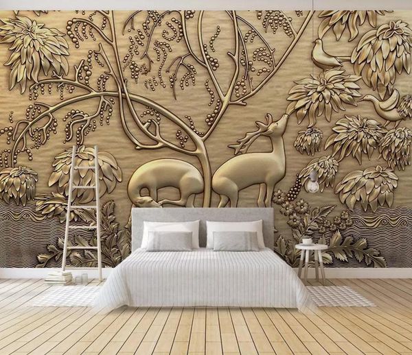 

self-adhesive] 3d tree and deer 1771528 wall paper mural wall print decal murals