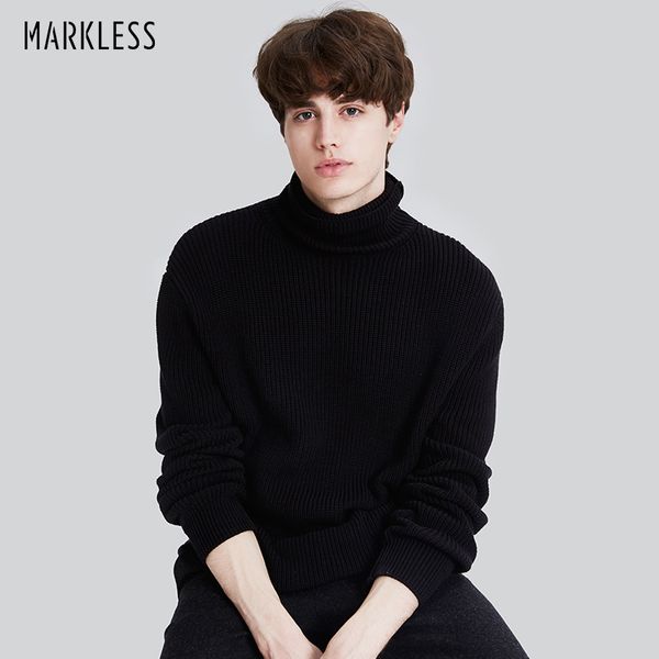 

markless winter warm turtleneck sweaters men sueter hombre black fashion casual outwear knitted sweaters pullovers msa7722m, White;black